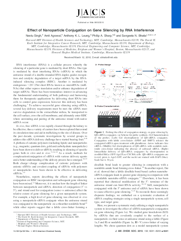 (PDF) Effect of Nanoparticle Conjugation on Gene Silencing by RNA ...