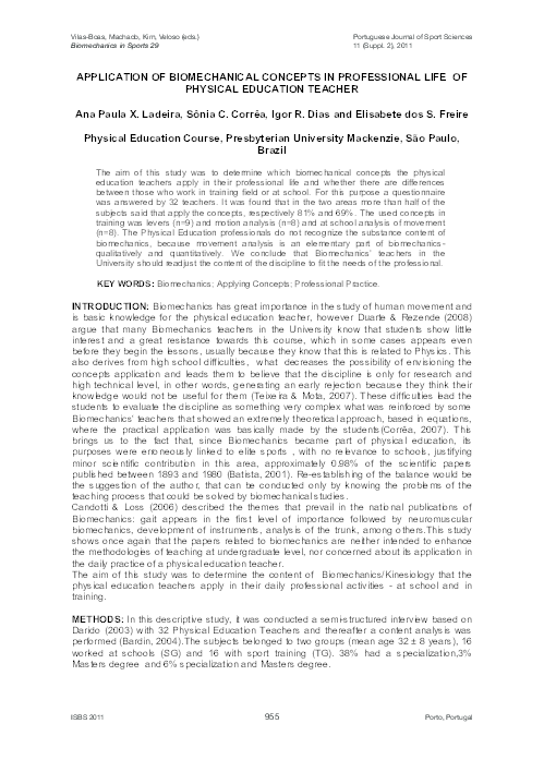 (PDF) Application of Biomechanical Concepts in Professional Life ...