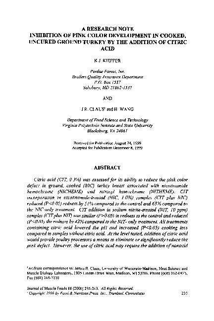 (PDF) INHIBITION OF PINK COLOR DEVELOPMENT IN COOKED, UNCURED GROUND ...