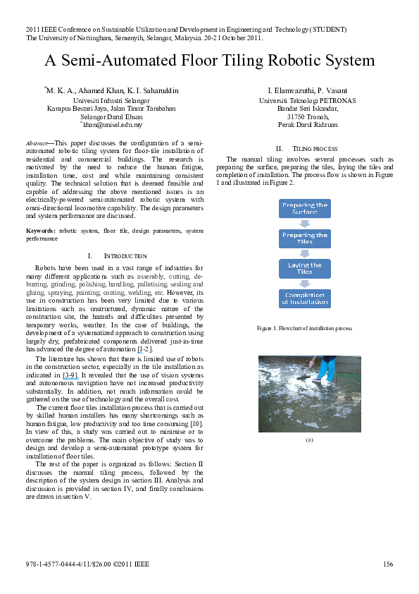 (PDF) A semi-automated floor tiling robotic system