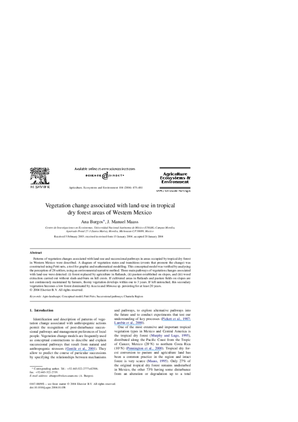(PDF) Vegetation change associated with land-use in tropical dry forest ...