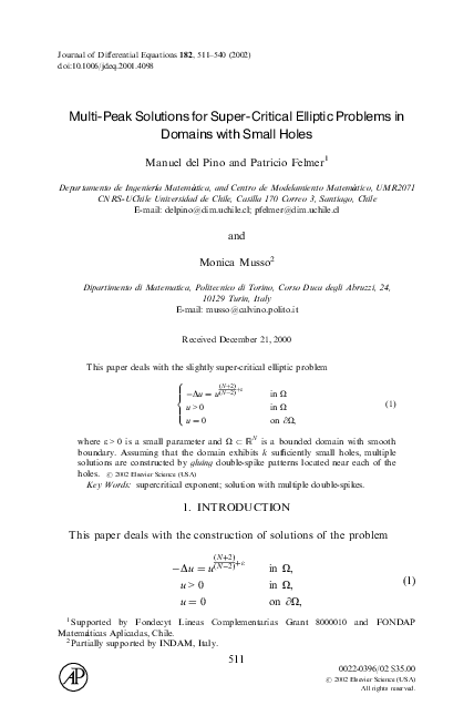 (PDF) Multi-Peak Solutions for SuperCritical Elliptic Problems in ...