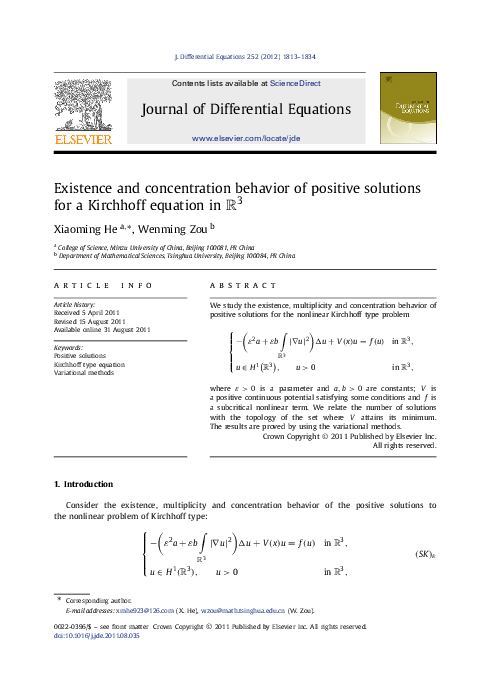 (PDF) Existence and concentration behavior of positive solutions for a ...