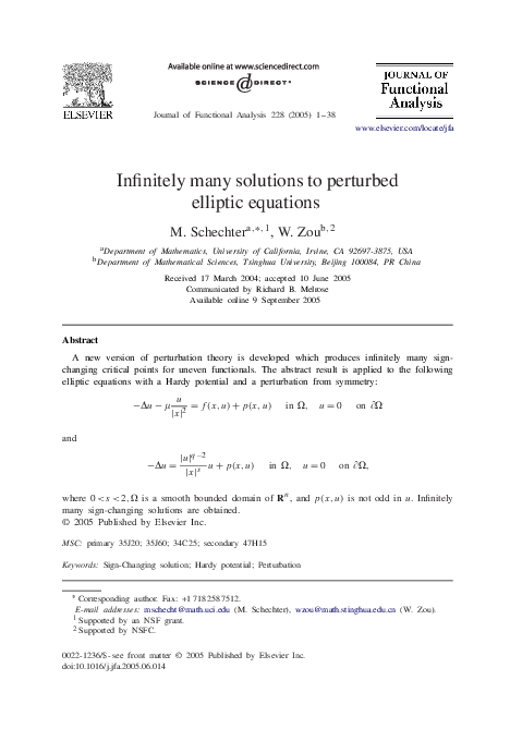(PDF) Infinitely many solutions to perturbed elliptic equations