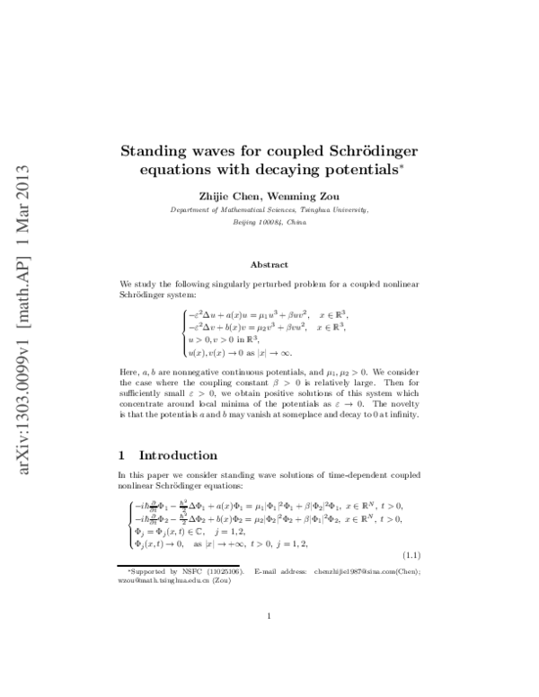 (PDF) Standing waves for coupled nonlinear Schrödinger equations with ...