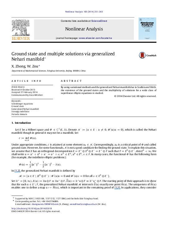 (PDF) Ground state and multiple solutions via generalized Nehari manifold