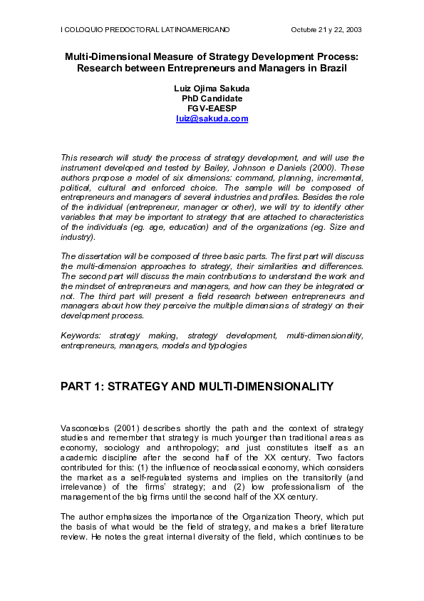 (PDF) I COLOQUIO PREDOCTORAL LATINOAMERICANO MultiDimensional Measure