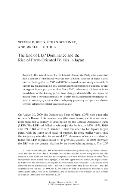 (PDF) The End of LDP Dominance and the Rise of Party-Oriented Politics ...