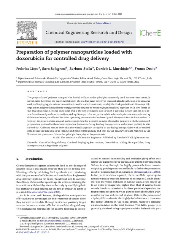 (PDF) Preparation of polymer nanoparticles loaded with doxorubicin for ...