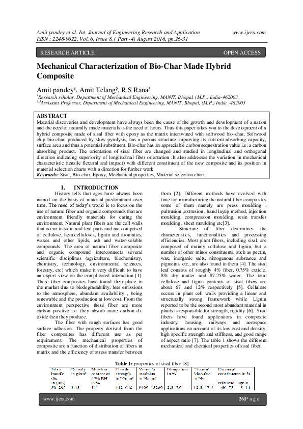 (PDF) Mechanical Characterization of BioChar Made Hybrid Composite