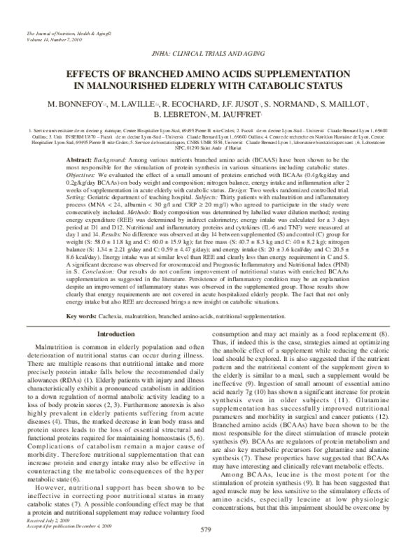 (PDF) Effects of branched amino acids supplementation in malnourished ...