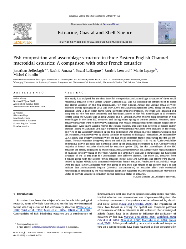 (PDF) Fish composition and assemblage structure in three Eastern ...