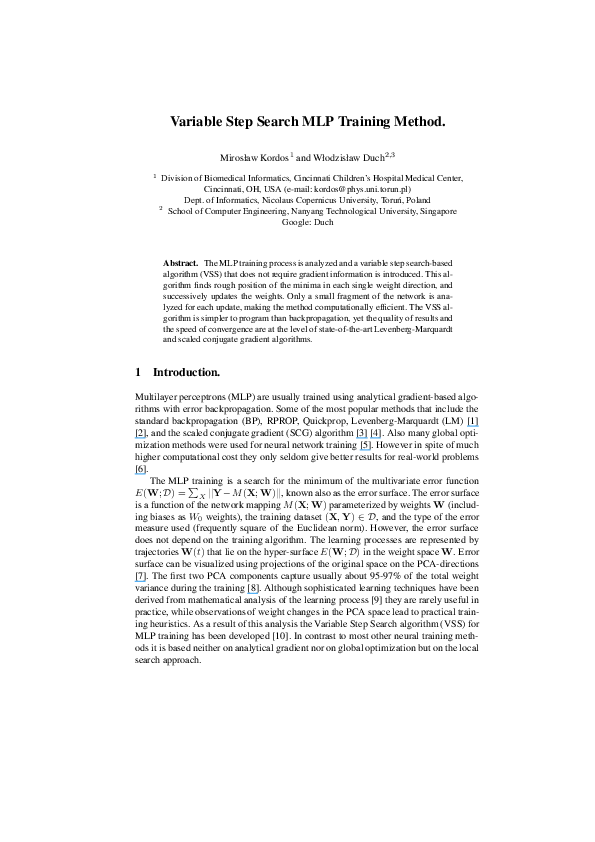 (PDF) Variable step search mlp training method