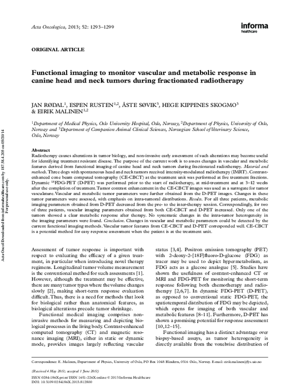 (PDF) Functional imaging to monitor vascular and metabolic response in ...