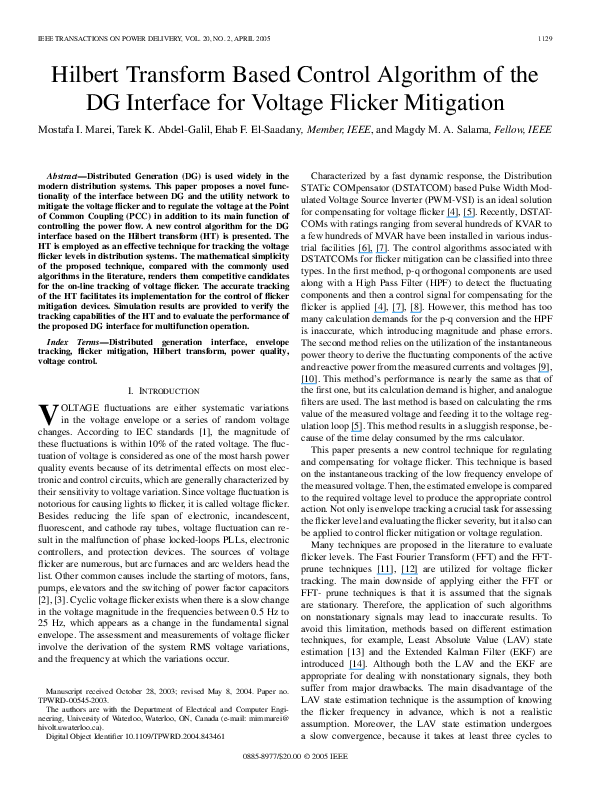 (PDF) Hilbert transform based control algorithm of the DG interface for ...