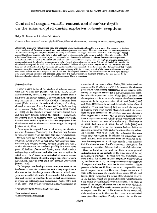 (PDF) Control of magma volatile content and chamber depth on the mass ...