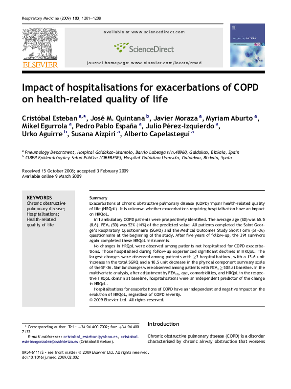 (PDF) Impact of hospitalisations for exacerbations of COPD on health ...