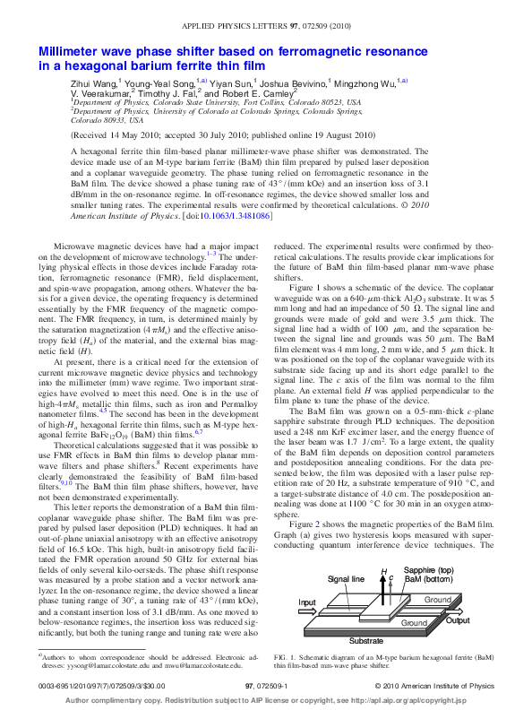 (PDF) Millimeter wave phase shifter based on resonance in
