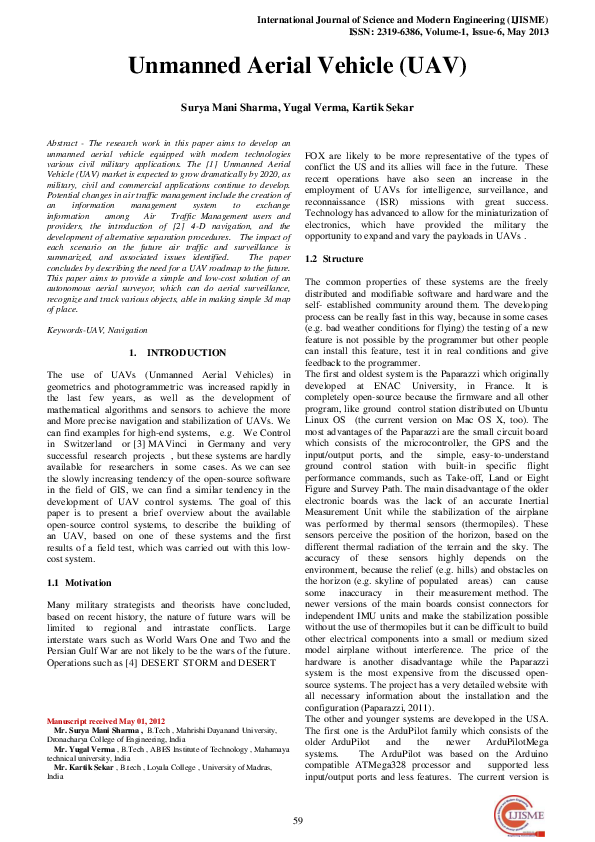 (PDF) Unmanned Aerial Vehicle (UAV