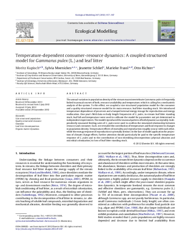 (PDF) Temperature-dependent consumer-resource dynamics: A coupled ...