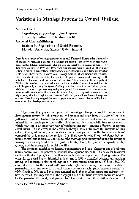 (PDF) Variations in marriage patterns in central Thailand