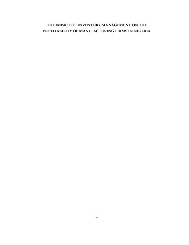 (DOC) THE IMPACT OF INVENTORY MANAGEMENT ON THE PROFITABILITY OF ...