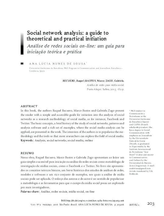 (PDF) Social network analysis: a guide to theoretical and practical ...
