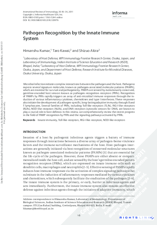 (PDF) Pathogen Recognition by the Innate Immune System