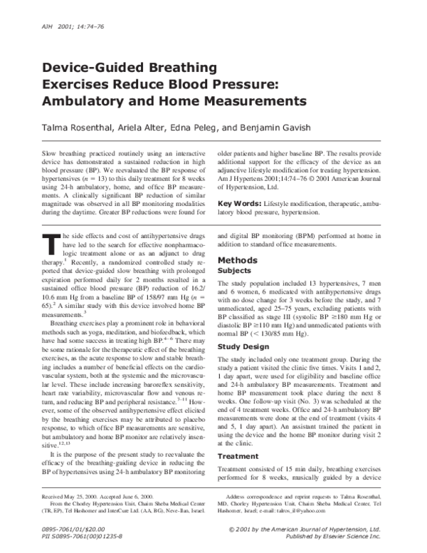 (PDF) DeviceGuided Breathing Exercises Reduce Blood Pressure