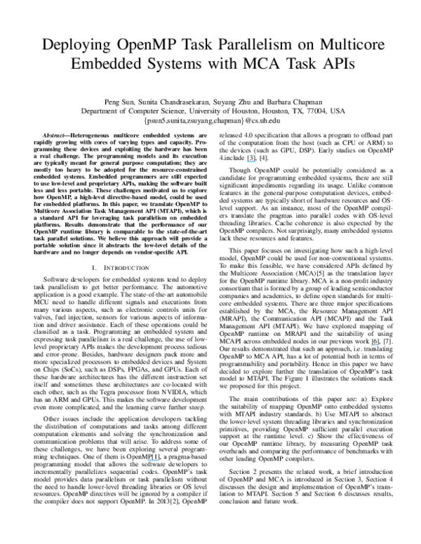 (PDF) Deploying OpenMP Task Parallelism on Multicore Embedded Systems ...