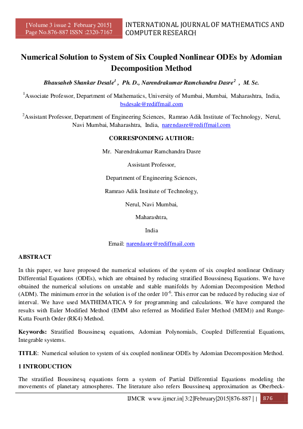 (PDF) Numerical Solution to System of Six Coupled Nonlinear ODEs by ...