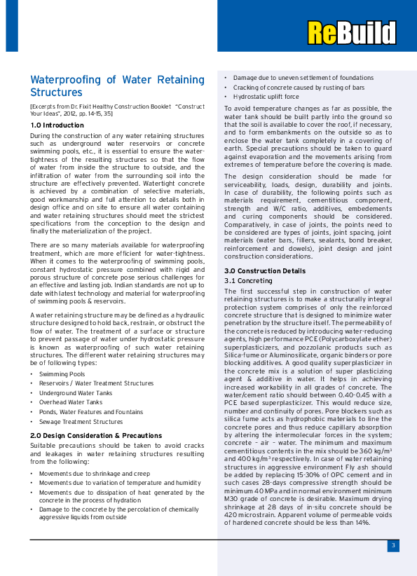 (PDF) Waterproofing of Water Retaining Structures
