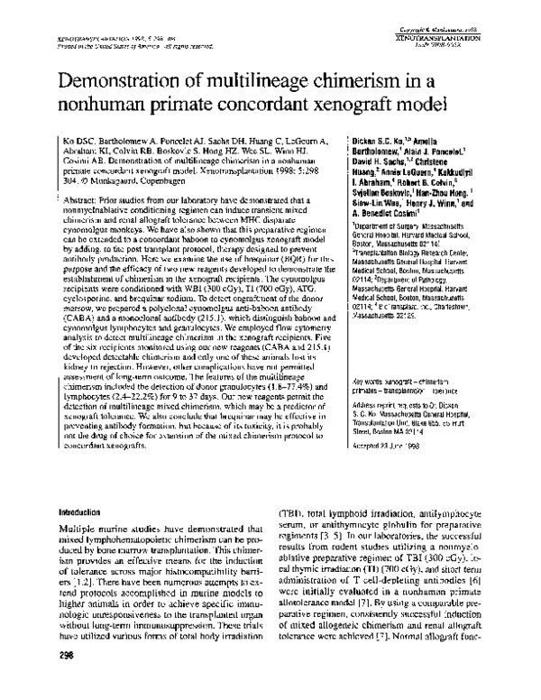 (PDF) Demonstration of multilineage chimerism in a nonhuman primate ...