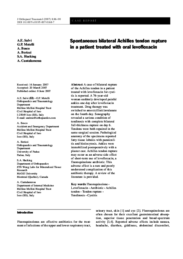 (PDF) Spontaneous bilateral Achilles tendon rupture in a patient ...