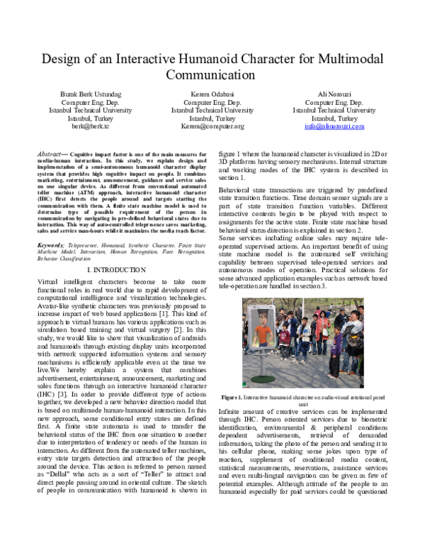 (DOC) Design of an Interactive Humanoid Character for Multimodal ...