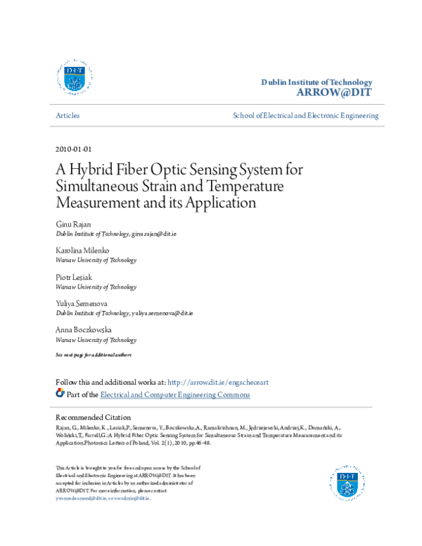 (PDF) A Hybrid Fiber Optic Sensing System for Simultaneous Strain and ...