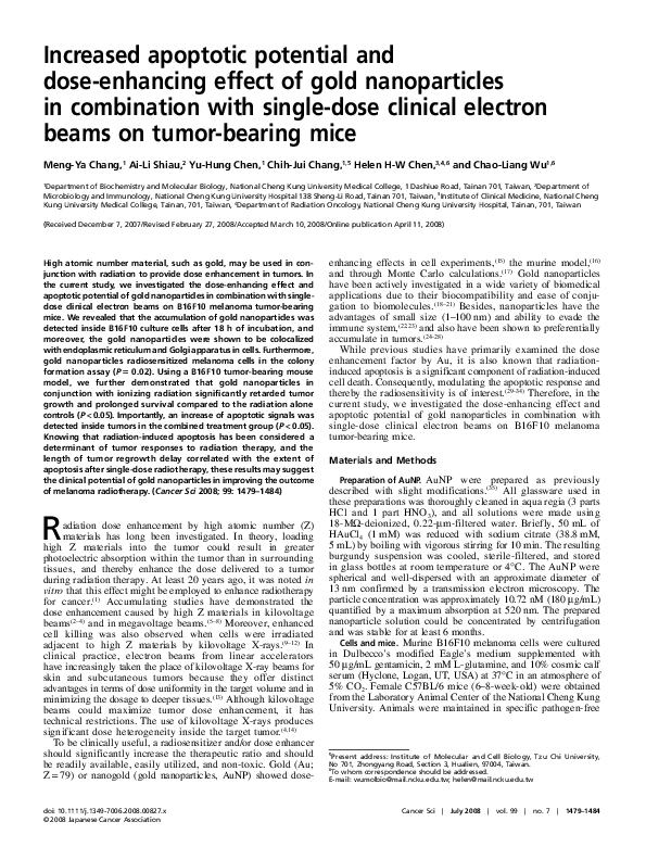 (PDF) Increased apoptotic potential and dose-enhancing effect of gold ...