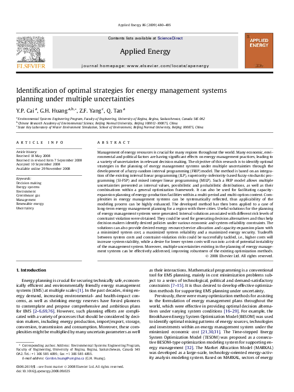 (PDF) Identification of optimal strategies for energy management ...