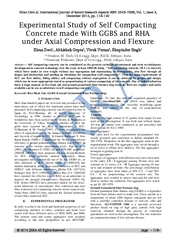 (PDF) Experimental Study of Self Compacting Concrete made With GGBS and ...