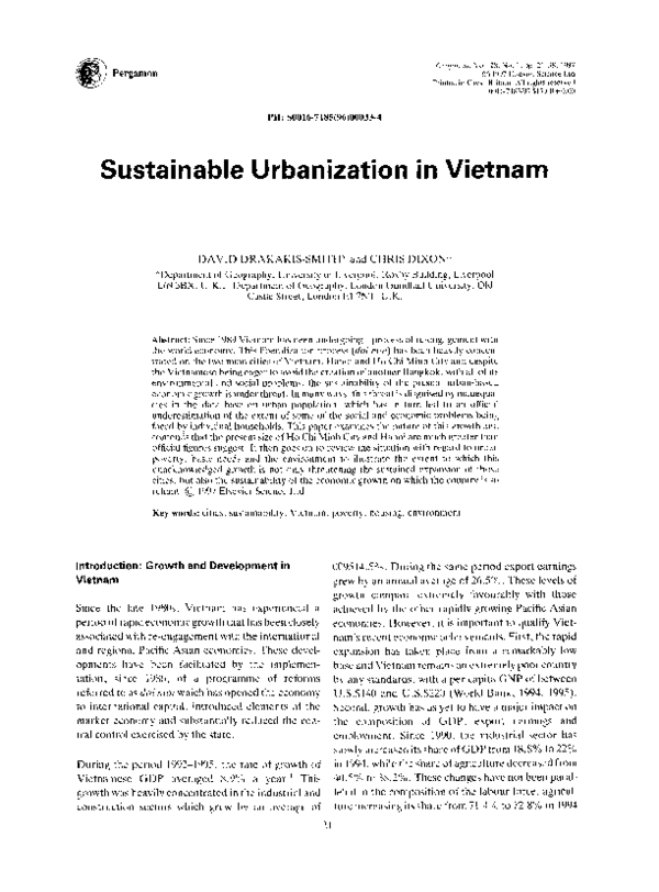 (PDF) Sustainable urbanization in Vietnam
