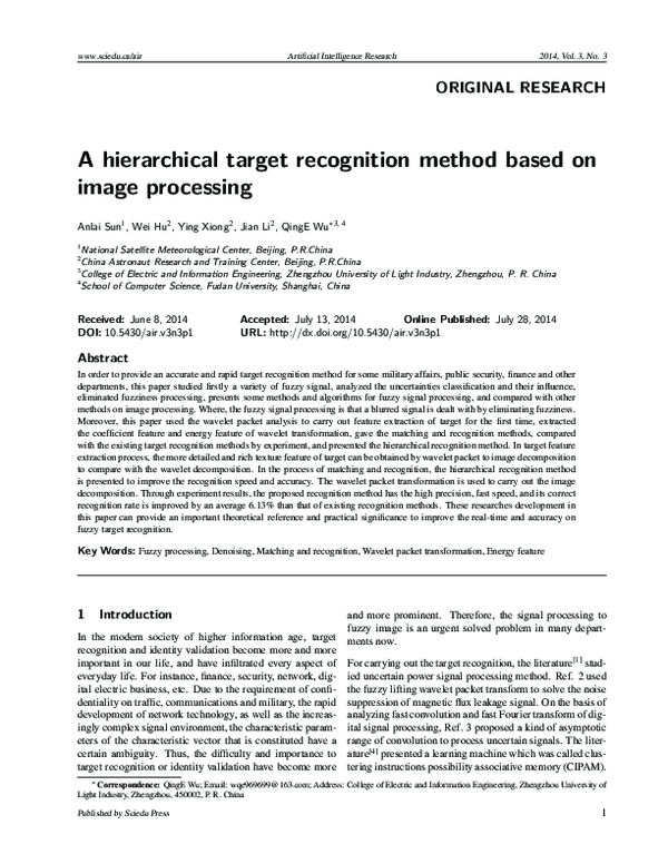 (PDF) A hierarchical target recognition method based on image processing