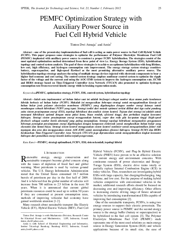 (PDF) PEMFC Optimization Strategy with Auxiliary Power Source in Fuel ...