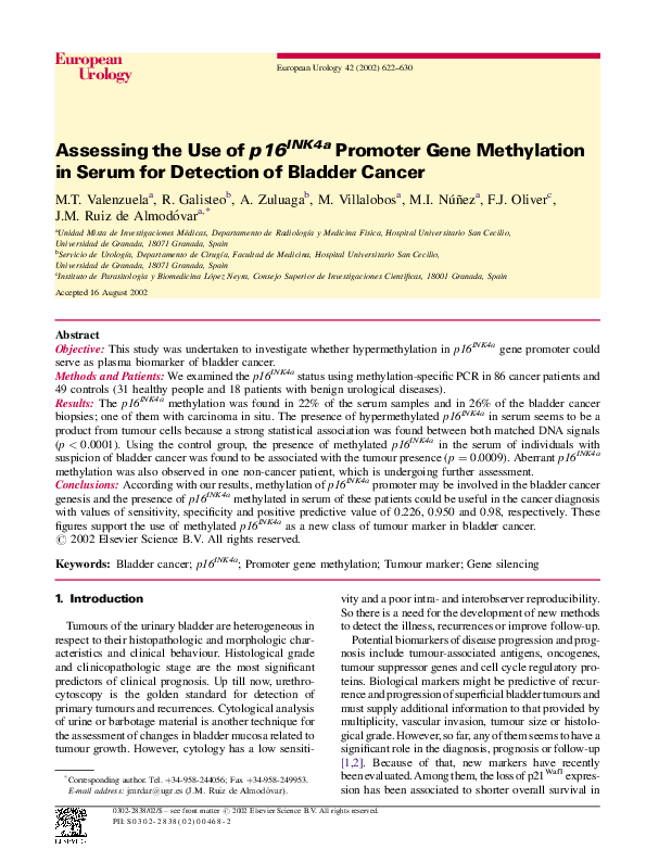 (PDF) Assessing the Use of p16 INK4a Promoter Gene Methylation in Serum ...