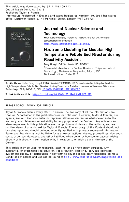 (PDF) Neutronic Modeling for Modular High Temperature Pebble Bed ...
