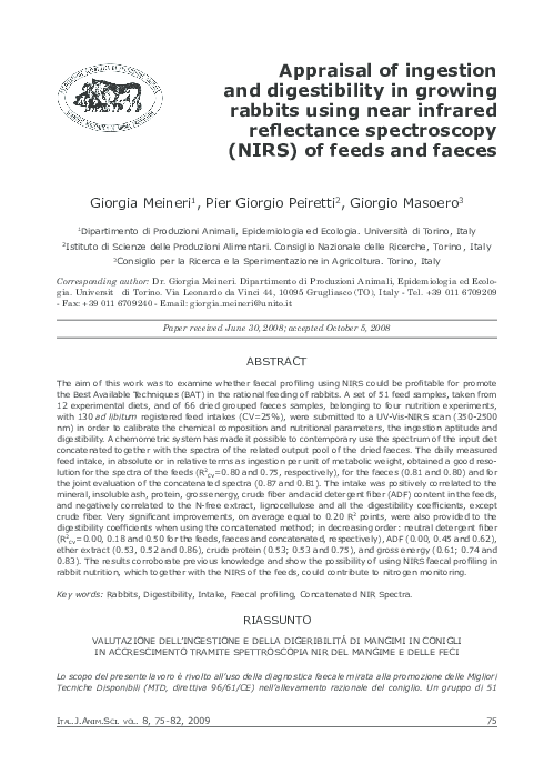 (PDF) Appraisal of ingestion and digestibility in growing rabbits using ...
