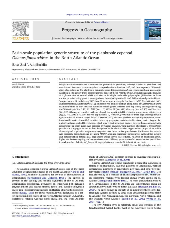 (PDF) Basin-scale population genetic structure of the planktonic ...