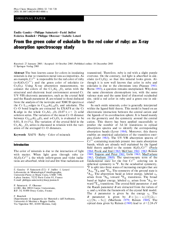 (PDF) From the green color of eskolaite to the red color of ruby: an X ...