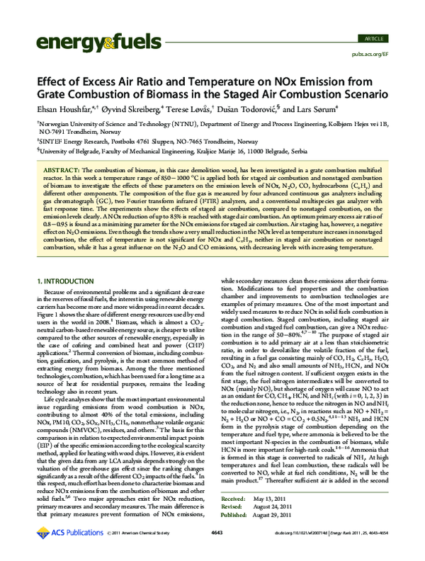 (PDF) Effect of Excess Air Ratio and Temperature on NOx Emission from ...