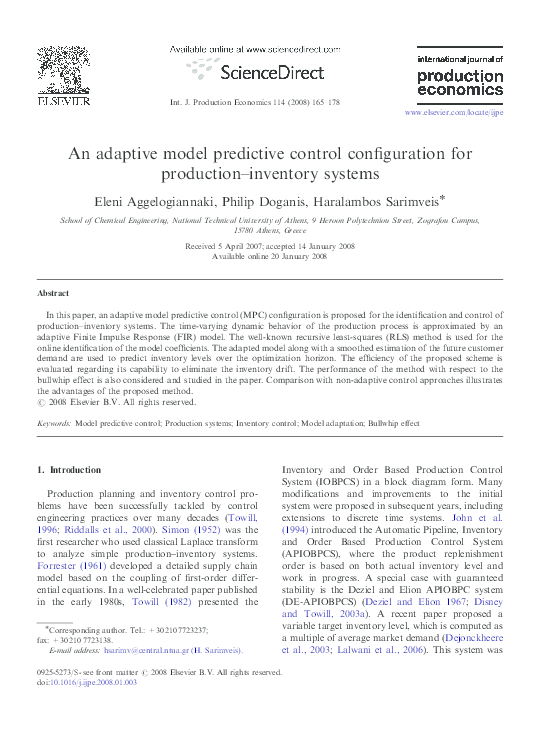 (PDF) An adaptive model predictive control configuration for production ...