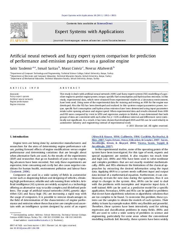 (PDF) Artificial neural network and fuzzy expert system comparison for ...